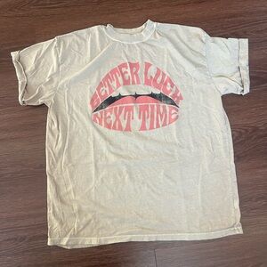 Free People X Girl Dangerous Beige Tee with Graphic
